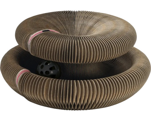 Kratzmöbel beeztees Karton Kratzspielzeug Loet ca. 24 x 24 x 10 cm Karton, inkl. Spielball, braun Katzenkratzmöbel aus Pappe in Donutform mit Spielball