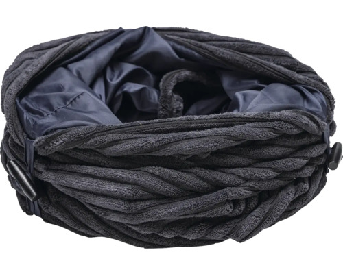 Dunkelgrauer Schlauchschal aus Cord mit Knopfverschluss