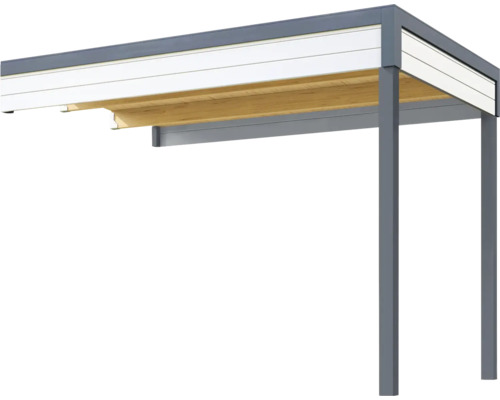 Extension de toiture abri de jardin Outdoor Life Felix 1,5/Fynn 1,5 300 x 200 cm gris clair Toit de terrasse avec sous-construction en bois et cadre en métal