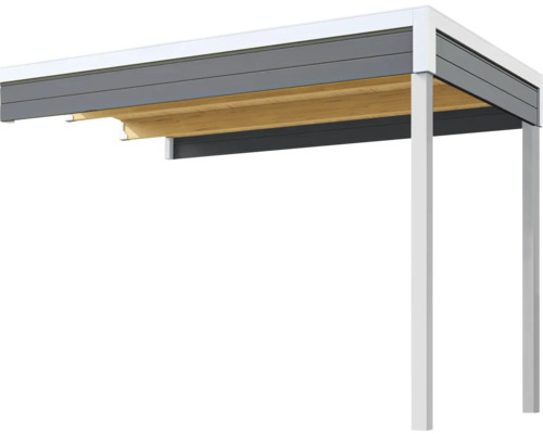 Carport mit Stahlpfosten und grauem Dach