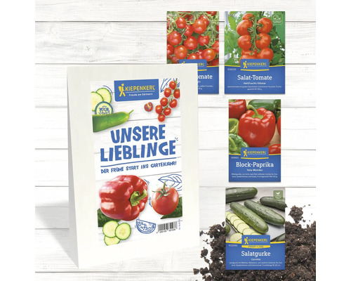 Collection de graines de légumes Kiepenkerl avec tomates, poivrons et concombres