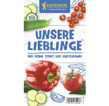Logo Kiepenkerl. L''image montre des légumes tels que des tomates, des concombres et des poivrons.