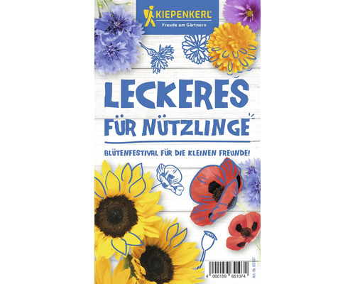 Kiepenkerl Leckeres für Nützlinge Saatgutmischung Verpackung mit Blumenillustration