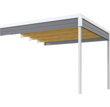 Pergola mit Holzdekor und Aluminiumrahmen