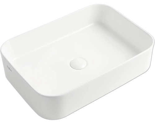 Jungborn Vasque à poser THREE 55 x 38 cm blanc brillant avec bonde de vidage céramique Vasque à poser rectangulaire en céramique