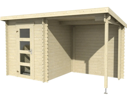 Abri de jardin en bois avec porte et véranda