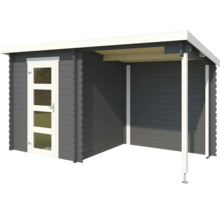 Gartenhaus mit Veranda und Tür mit Glaseinsätzen