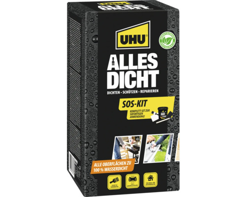 Kit SOS UHU Aqua Étanche avec 750 ml de mastic, pinceau, agitateur et bande d'étanchéité