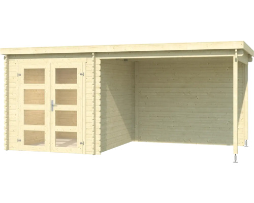 Abri de jardin en bois avec double porte et extension