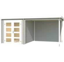 Holzgartenhaus mit Doppeltür und überdachter Veranda