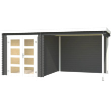 Holzgartenhaus mit Doppeltür und überdachter Veranda