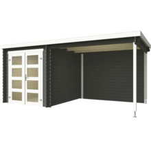 Holzgartenhaus mit Doppeltür und überdachtem Bereich