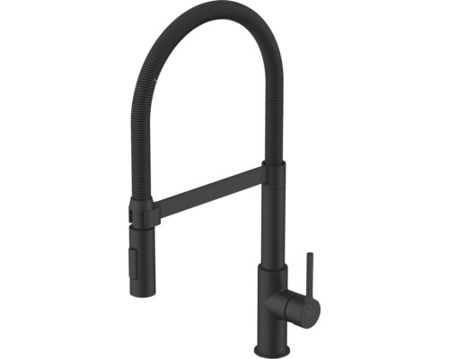 Robinet de cuisine noir avec bec flexible