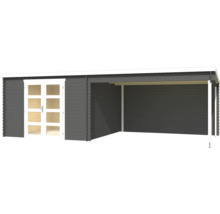 Holzgartenhaus mit Doppeltür und seitlichem Unterstand