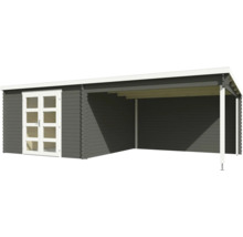 Abri de jardin gris avec toit et double porte