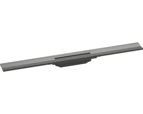 Fertigset Duschrinne hansgrohe RainDrain Flex 800 mm kürzbar brushed black chrome Wandmontage 56051340 ohne Grundkörper Duschrinne aus Edelstahl