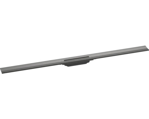 Fertigset Duschrinne hansgrohe RainDrain Flex 1200 mm kürzbar brushed black chrome Wandmontage 56054340 ohne Grundkörper Duschrinne aus Edelstahl