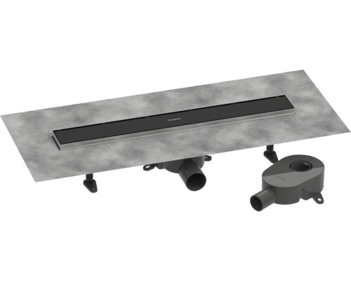 Duschrinne hansgrohe RainDrain Go 600 mm für flache und Standard Installation schwarz matt rückseitig befliesbar 56271670
