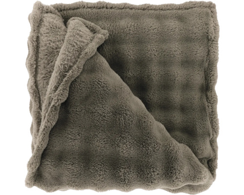 Wohndecke Bubble taupe 220x240 cm Graue Kuscheldecke aus Kunstfell