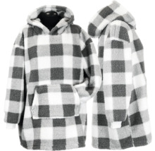 Flauschiger Oversize-Hoodie mit Karomuster und Kapuze