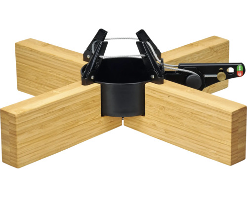 Pied pour sapin de Noël Krinner Kopenhagen bambou hauteur d’arbre max. 2,5 m diamètre de tronc max. 12 cm marron Support de sapin de Noël en bois avec dispositif de serrage