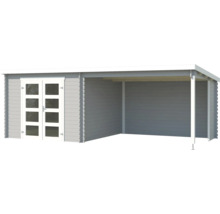 Holzgartenhaus mit überdachtem Bereich