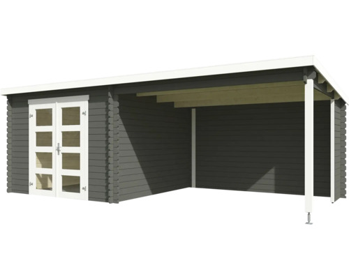 Gartenhaus mit überdachtem Bereich aus Holz