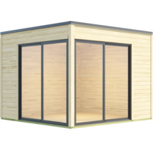 Gartenhaus mit Schiebetüren aus Glas