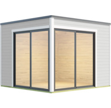 Modernes Gartenhaus mit Schiebetüren aus Glas