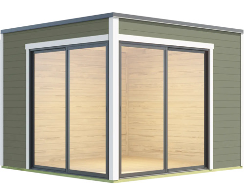 Modernes Gartenhaus mit Schiebetüren für den Außenbereich