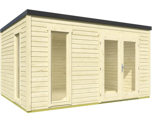 Abri de jardin en bois avec double porte et porte simple