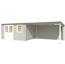 Holzgartenhaus mit Carport und Fenster