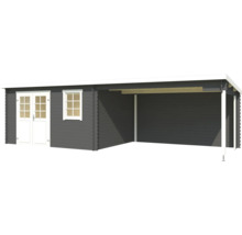 Holzgartenhaus mit Doppeltür, Fenster und Anbau