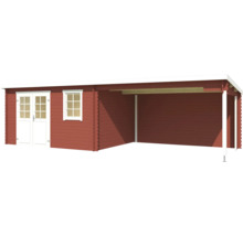 Holzgartenhaus mit Doppeltür, Fenster und Carport