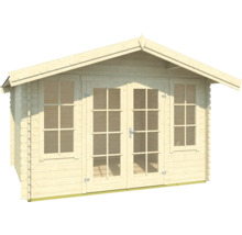 Holzgartenhaus mit Doppeltür und Fenstern