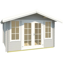 Gartenhaus aus Holz mit Fenstern und Doppeltür