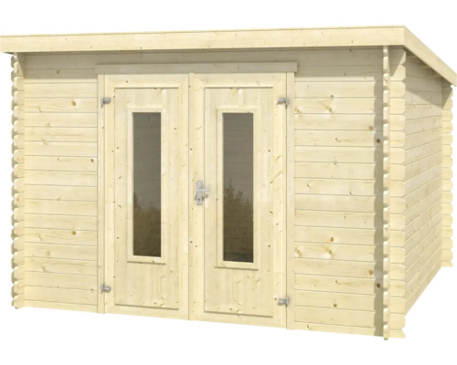 Abri de jardin en bois avec double porte et fenêtres