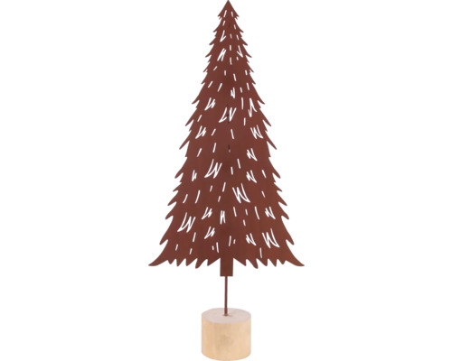 Arbre de Noël décoratif en métal sur socle en bois