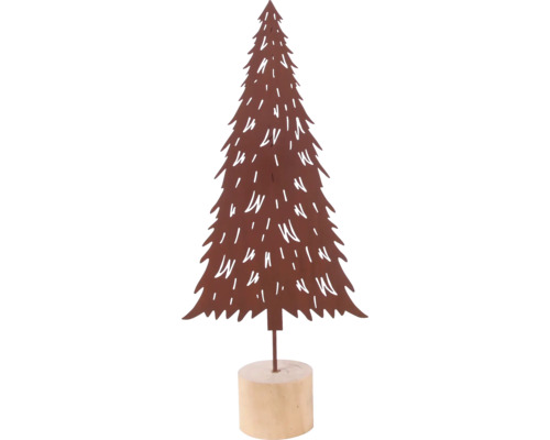 Sapin de Noël décoratif en métal sur socle en bois