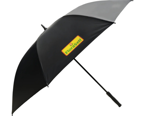 Offener Regenschirm mit FloraSelf Logo