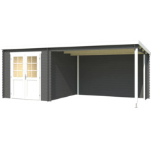 Abri de jardin en bois avec double porte et abri voiture