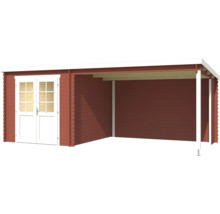 Holzgartenhaus mit Doppeltür und überdachtem Bereich