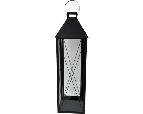 Lanterne décorative noire en métal et verre avec poignée de transport