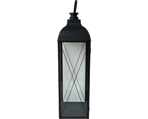 Lanterne décorative en métal avec panneaux de verre et poignée