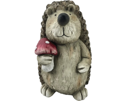 Figurine décorative de jardin hérisson en pierre artificielle avec champignon