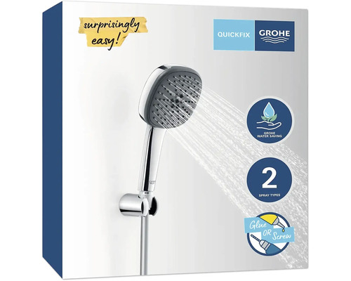 Pomme de douche Grohe avec deux types de jets et fonction d''économie d''eau
