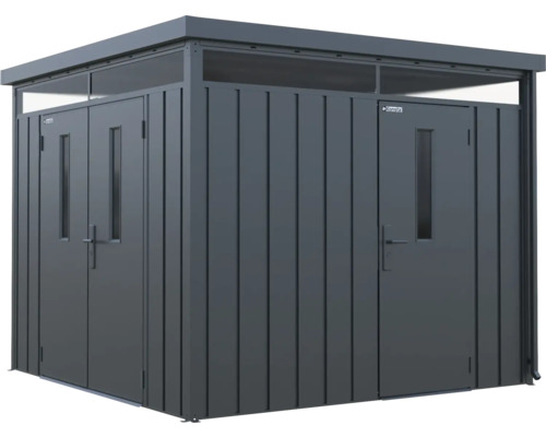 Armoire de jardin en métal avec deux portes et fenêtres