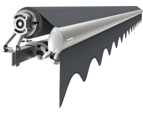 Store avec tissu gris et boîtier argenté