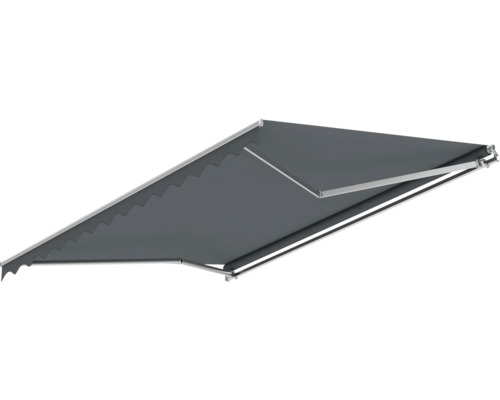 Gelenkarmmarkise 3,5x2,5 Stoffdessin 2327 (Basalto) Gestell RAL 9006 weißaluminium Handkurbel Rechts inkl. Handlurbel Gelenkarmmarkise 3,5x2,5 Stoffdessin 2327 (Basalto) Gestell RAL 9006 weißaluminium Handkurbel Rechts inkl. Handlurbel