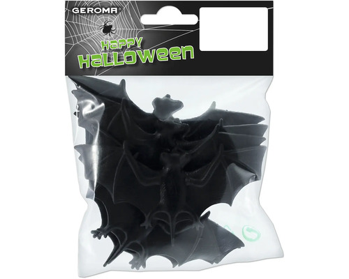 6 chauve-souris Halloween plastique noir 10,5 cm noir Décoration d''Halloween chauves-souris en paquet